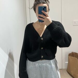 Monki Black Button-Up Cardigan